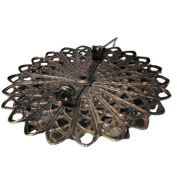 50s Mid Century Vintage  Pink Opalescent Connfetti Aurora Borealis Gold Brooch - Picture 5 of 5